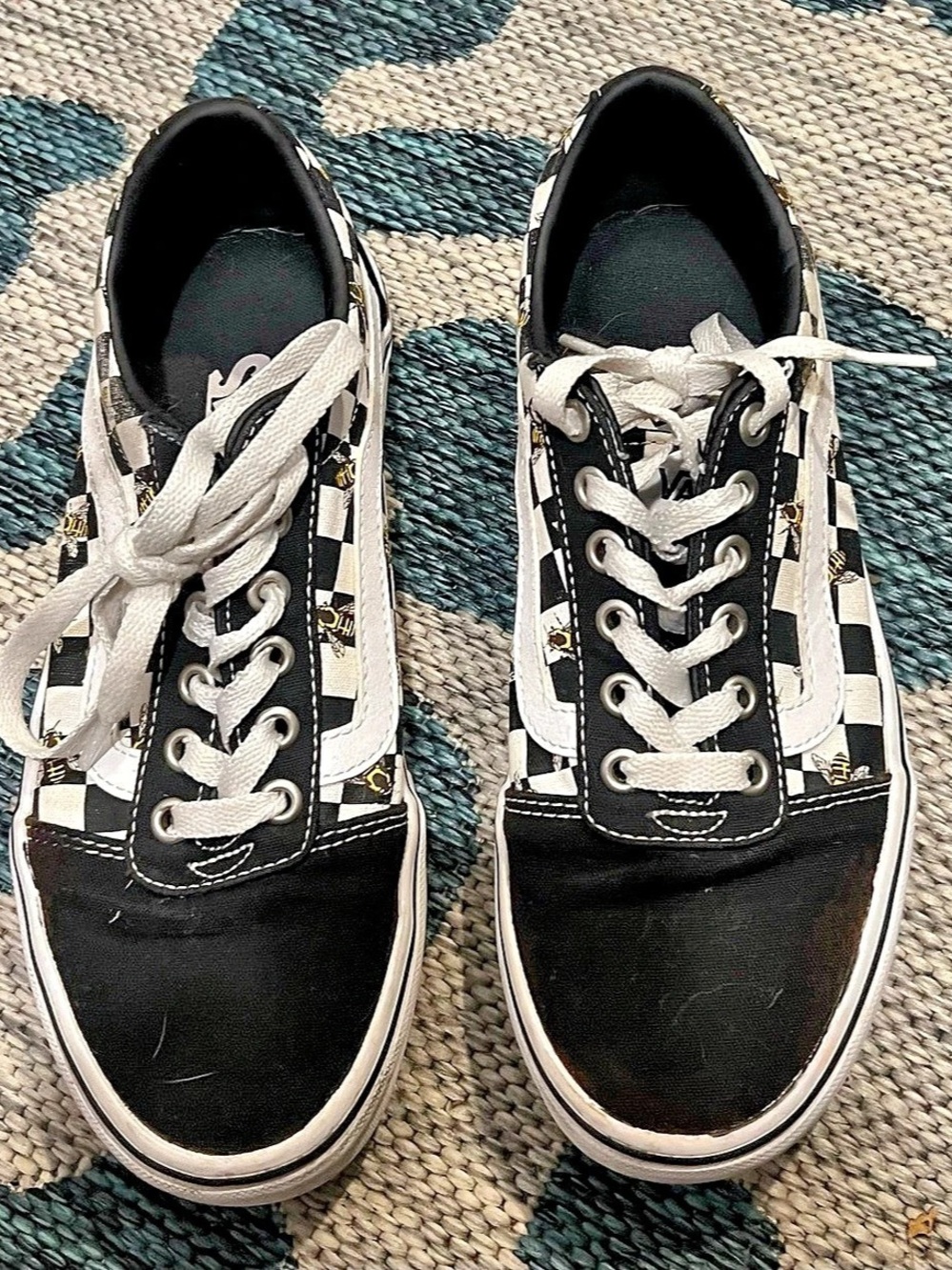 Vans Old Skool Checkerboard Bee Checkered Sneakers US 7